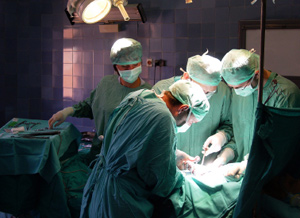 Surgeons at work in an operating room